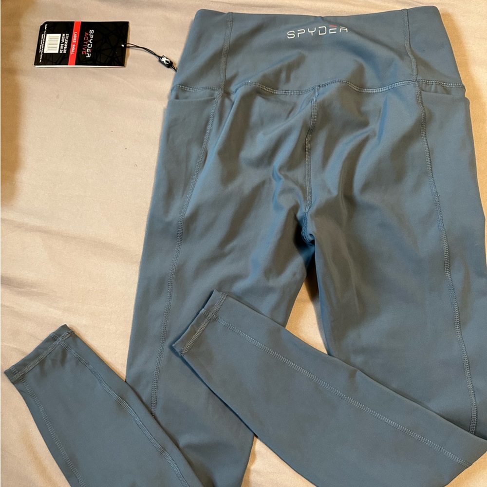 Spyder workout active leggings color blue gray with pocket women’s small